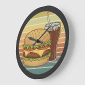 Retro burger and cola. ラージ壁時計 (傾斜)