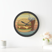 Retro burger and cola. ラージ壁時計 (ホーム)