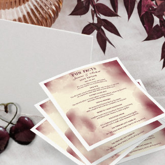 Retro Burgundy Elegant Ivory Wedding Fun Facts   スタンダードカクテルナプキン