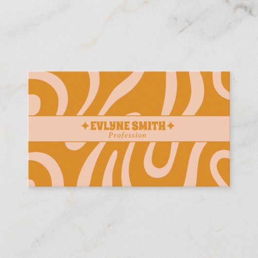 Retro Burnt Orange Terracotta Boho Groovy Unique 名刺 (正面)