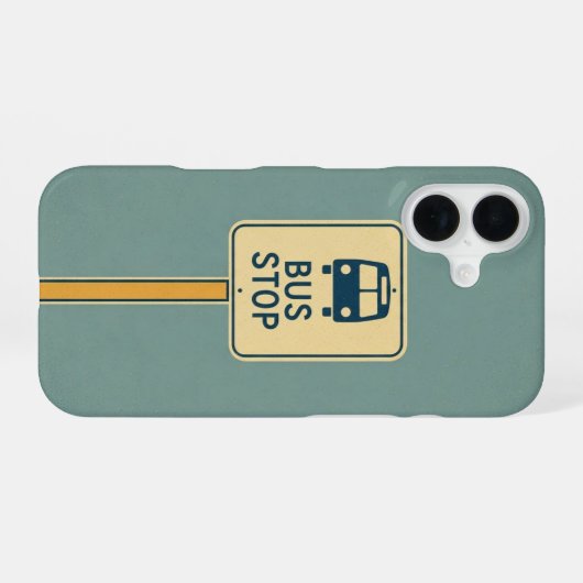 Retro Bus Stop Sign iPhone 16ケース (裏面横)