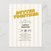 Retro Butter Together Yellow Bridal Shower インビテーションポストカード (正面)