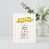 Retro Butter Together Yellow Bridal Shower インビテーションポストカード (スタンド正面)
