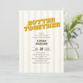 Retro Butter Together Yellow Bridal Shower 招待状 (スタンド正面)