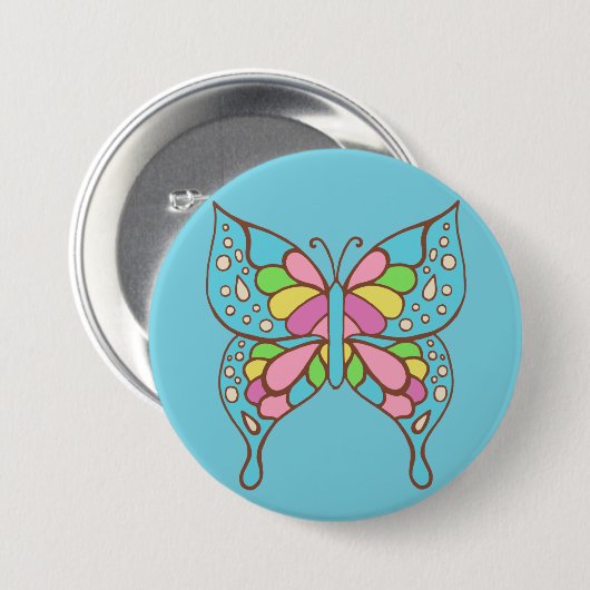 Retro Butterfly Button 缶バッジ (正面&裏面)