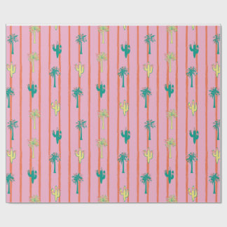 Retro Cactus & Palm Trees Gift Wrap Paper ラッピングペーパー