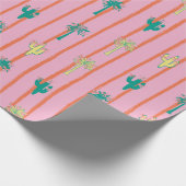 Retro Cactus & Palm Trees Gift Wrap Paper ラッピングペーパー (角)