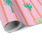 Retro Cactus & Palm Trees Gift Wrap Paper ラッピングペーパー (ロールコーナー)