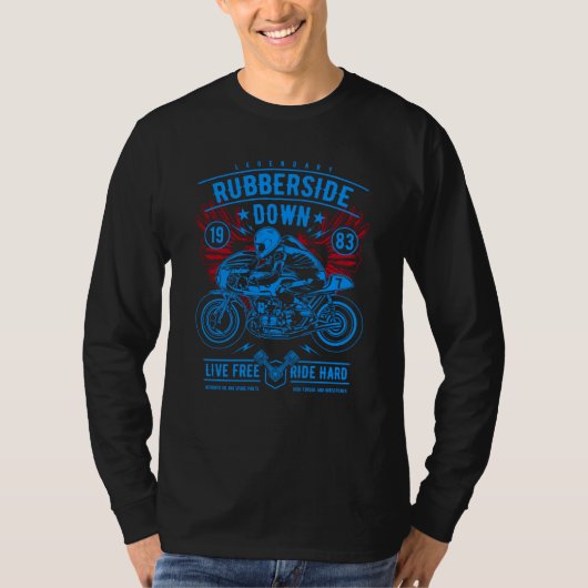 Retro Cafe Racer Rubberside Down Motorcycle Race   Tシャツ (正面)