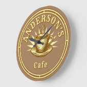 Retro Cafe Sign Template ラージ壁時計 (傾斜)