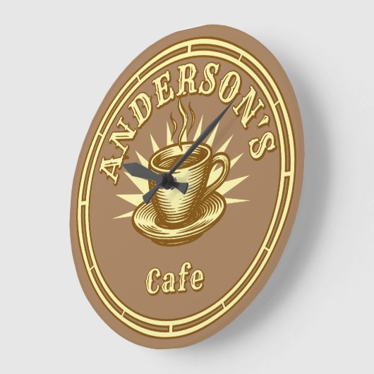 Retro Cafe Sign Template ラージ壁時計 (傾斜)
