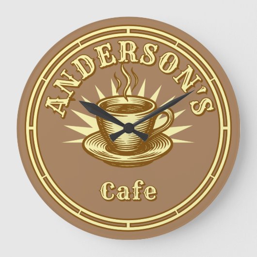 Retro Cafe Sign Template ラージ壁時計 (正面)