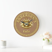 Retro Cafe Sign Template ラージ壁時計 (ホーム)