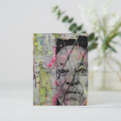 retro caged man junk journal Mixed Media Collage ポストカード (スタンド正面)