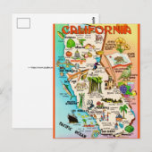 Retro California Map Postcard ポストカード (正面/裏面)
