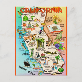 Retro California Map Postcard ポストカード