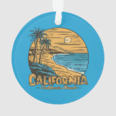 Retro California Sunset Beach Scene オーナメント (裏面)