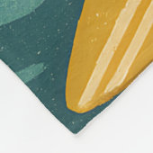 Retro California Surfer Blue Coastal Surfing Print フリースブランケット (角)