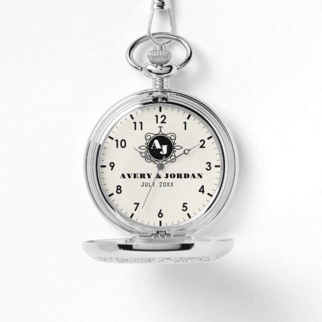 Retro calligraphic monogram Luxury Vintage  腕時計 (正面)