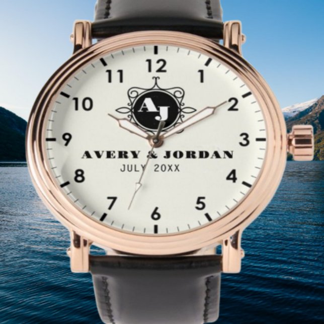 Retro calligraphic monogram Luxury Vintage  腕時計 (クリエイターアップロード済み)