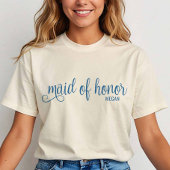 Retro Calligraphy Blue Script Maid of Honor Tシャツ
