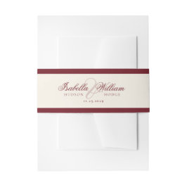 Retro Calligraphy Deep Red Classic Wedding 招待状ベリーバンド