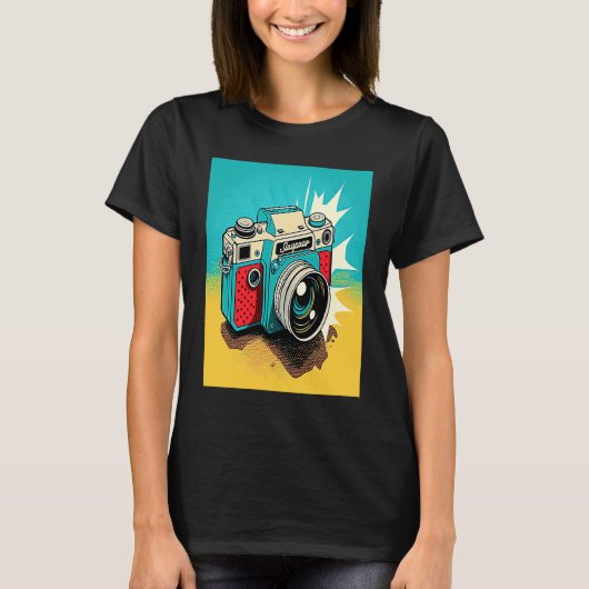 Retro Camera Pop Style Photographer Mom 2 Tシャツ (正面)