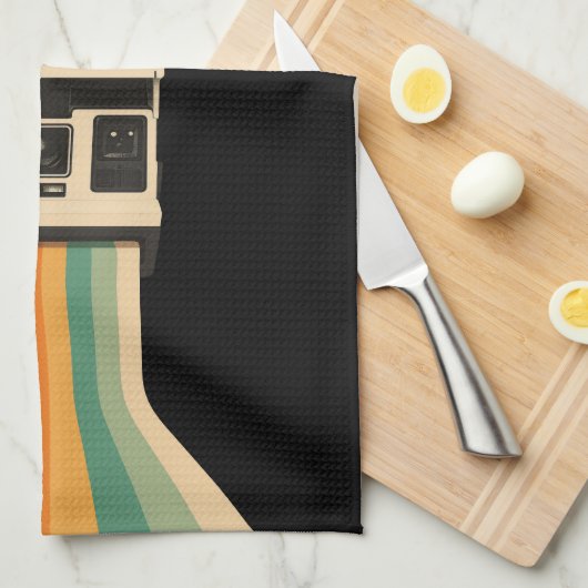 Retro Camera with Rainbow Print キッチンタオル (四つ折り)