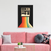 Retro Camera with Rainbow Print キャンバスプリント (インサイチュ (リビング))