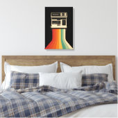 Retro Camera with Rainbow Print キャンバスプリント (インサイチュ (寝室))