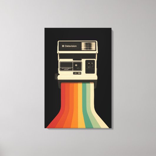 Retro Camera with Rainbow Print キャンバスプリント (正面)