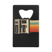 Retro Camera with Rainbow Print クレジットカード栓抜き (裏面)