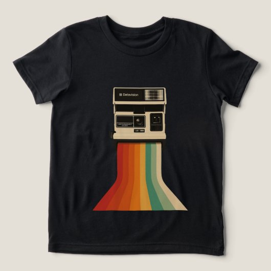 Retro Camera with Rainbow Print トライブレンドＴシャツ (デザイン正面)