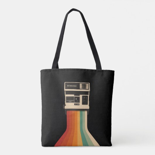 Retro Camera with Rainbow Print トートバッグ (裏面)