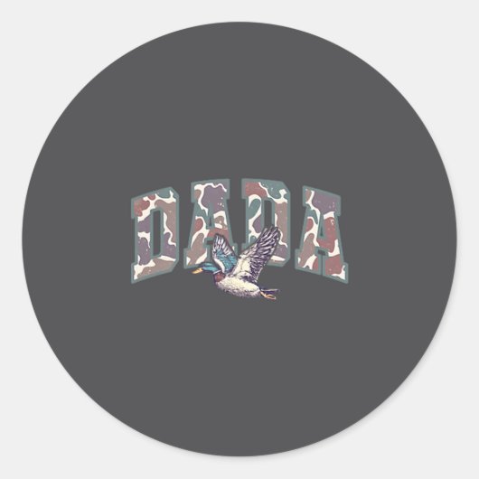 Retro Camo Duck Hunting Dada 1st Birthday Family M ラウンドシール (正面)