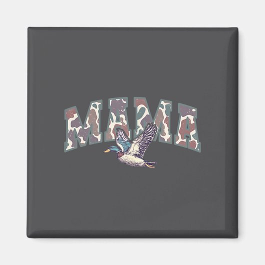 Retro Camo Duck Hunting Mama 1st Birthday Family M マグネット (正面)