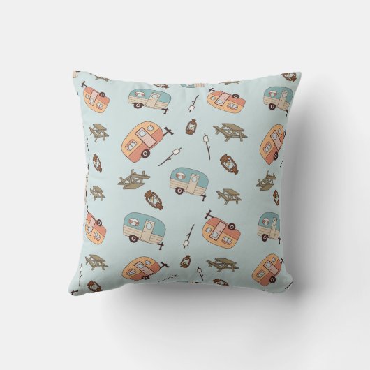 Retro Camper Throw Pillow クッション (裏面)