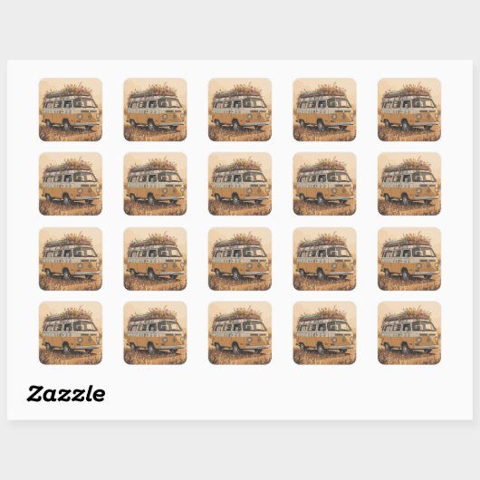 Retro Camper Van Sticker –  スクエアシール (シート)