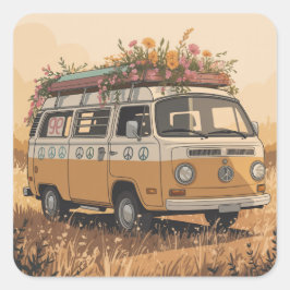 Retro Camper Van Sticker –  スクエアシール