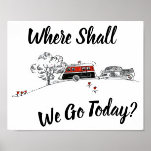 Retro Camper Vintage Travel Trailer Car Wanderlust ポスター