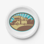 Retro Campervan ペーパープレート (正面)