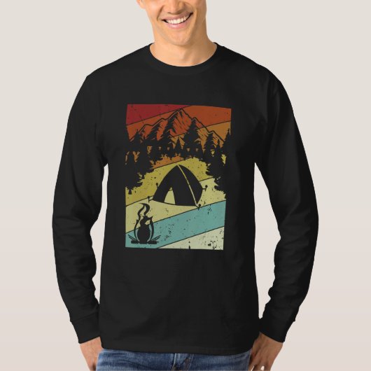 Retro Campgrounds Glamping Backpacking Camper Camp Tシャツ (正面)