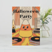 Retro Candy Corn Halloween Party Groovy Invitation 招待状 (スタンド正面)
