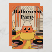 Retro Candy Corn Halloween Party Groovy Invitation 招待状 (正面/裏面)