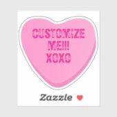 Retro Candy Heart Personalized Custom Pink Vinyl シール (シート)