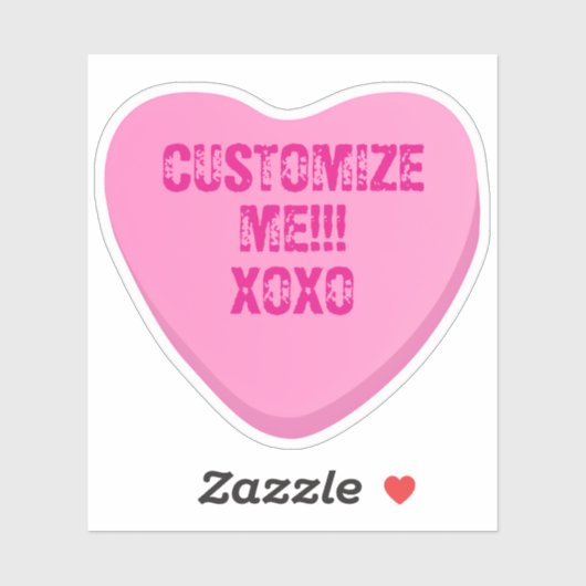 Retro Candy Heart Personalized Custom Pink Vinyl シール (シート)