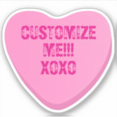 Retro Candy Heart Personalized Custom Pink Vinyl シール (正面)