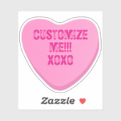 Retro Candy Heart Personalized Custom Pink Vinyl シール (シート)