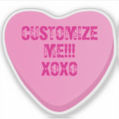 Retro Candy Heart Personalized Custom Pink Vinyl シール (正面)