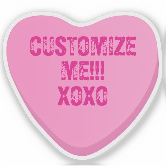 Retro Candy Heart Personalized Custom Pink Vinyl シール (正面)